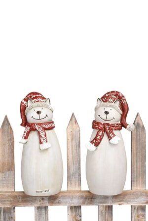 Winter Zaunfigur Katze, Winter Katze Deko - Winterliche Zaunhocker