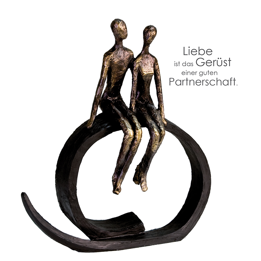 "Close" Skulptur Liebe und Partnerschaft - 35cm mit Zitatanhänger