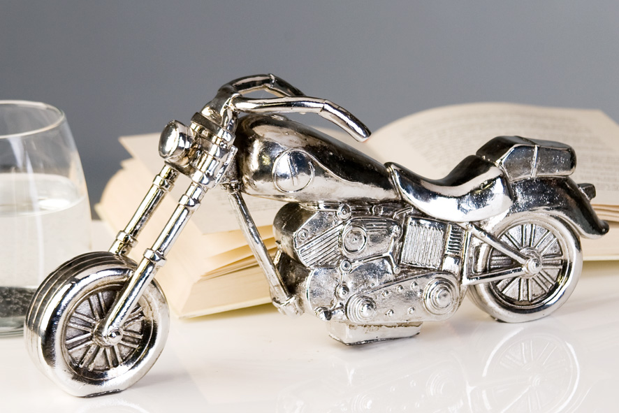 Deko Skulptur Chopper - Motorrad - in Silberoptik ...