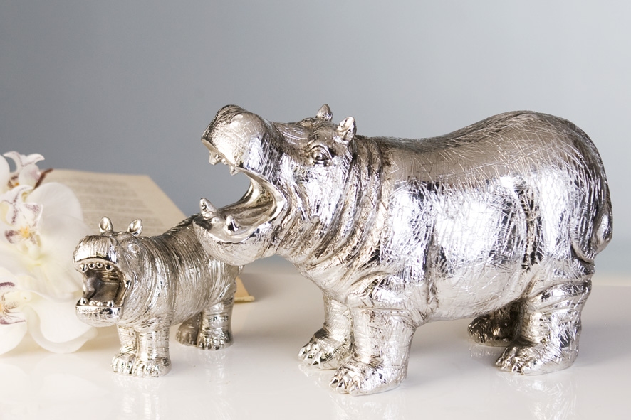 - Poly - Nilpferd Krafttier Hippo Dekofigur Flusspferd Kultobjekt aus