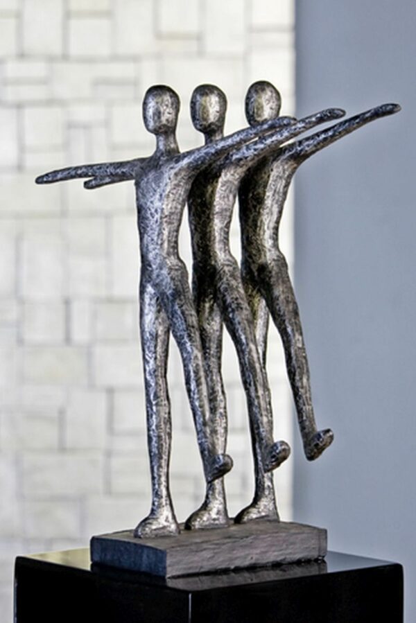 Casablanca Skulptur Ballett auf schwarzer Base Poly/Metall antik/silber