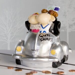 Casablanca Cabrio Spardose Auto - Gute Fahrt Sparschwein mit Schaf Paar