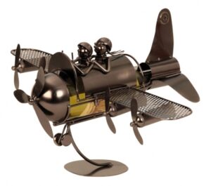 Flaschenhalter Skulptur Flugzeug - Pärchen im Propellerflugzeug als Weinflaschenhalter