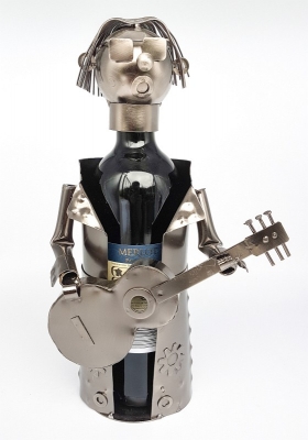 Wein-Flaschenhalter Gitarrist Skulptur Gitarrenspieler - Musiker Flaschenständer aus Metall