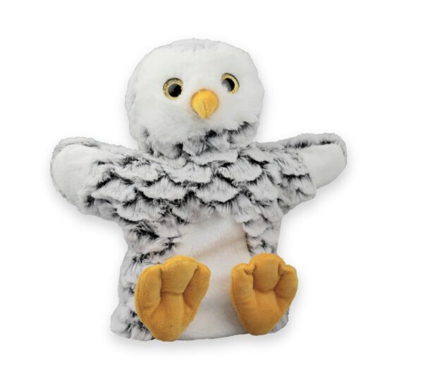 Schnee-Eule Handpuppe Hedwig- Kuscheltier Plüschtier - Schmusetier - Super Soft Plüsch Schneeeule
