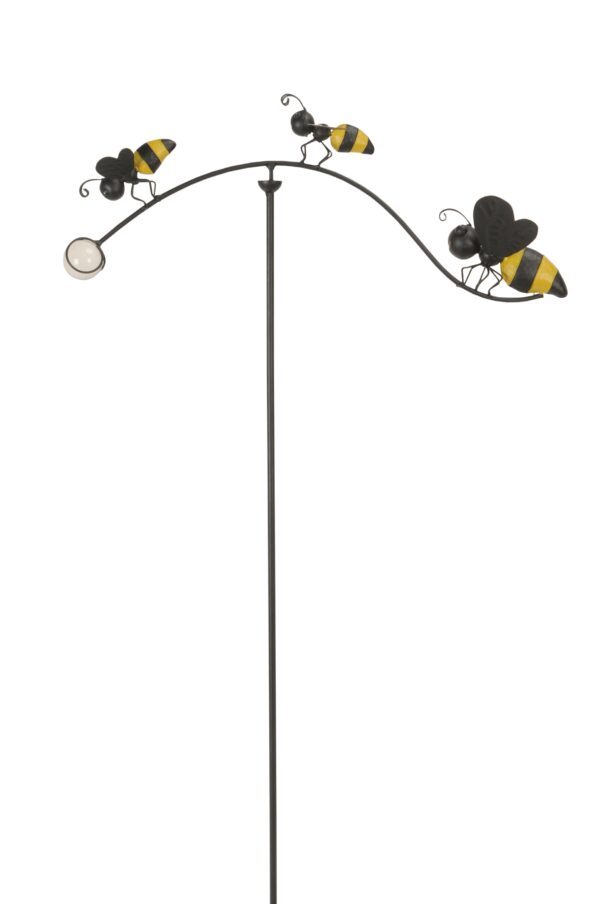Windspiel Bienen - 3 Bienen mit Glaskugel Balancer Gartenstab - Dekoration Imker Gartenpendel