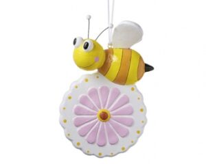 Mila Summertime Pappmache Biene auf Blume - Dekofigur zum hängen