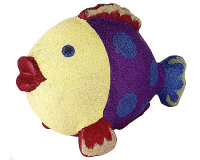 Mila Pappmaché Fisch - Glitzerfisch Dekofigur zum aufhängen - lila-blau