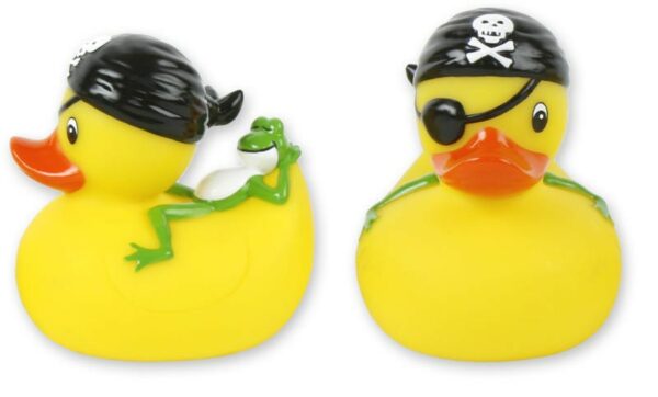 Badequietscheentchen Pirat mit Frosch - Badeente - Quitsche-Ente