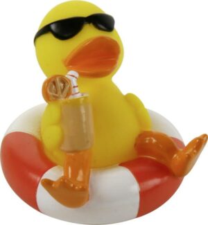Badequietscheentchen Summertime - Badeente im Schwimmreif mit Cocktail ,
