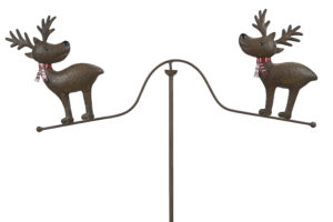 Winter Windspiel Elch Balancer - Rentierwippe - Gartenpendel 2 Elch mit Norwegerschal