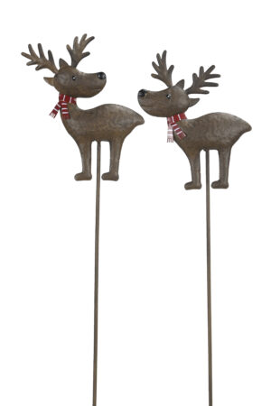 Winter Elch Gartenstecker - Weihnachts Elch am Stab mit Norwegerschal