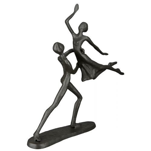 Tanz Skulptur Mini Design Dekofigur Tanzpaar aus Eisen - brüniert - "Tanzen ist träumen mit den Beinen" 67581 .