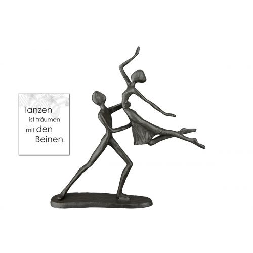 Tanz Skulptur Design Dekofigur Tanzpaar aus Eisen - brüniert - "Tanzen ist träumen mit den Beinen"