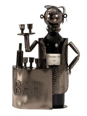Bar Wein-Flaschenhalter Barkeeper Skulptur Flaschenständer aus Metall