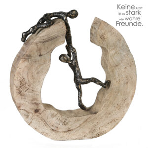 Teamwork - Holz-Aluminium Skulptur Freundschaft Liebespaar Paar Freunde Teamarbeit - Holz Kreis Skulptur 2 Menschen