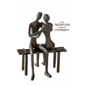 Lieblingsplatz Liebespaar Skulptur aus Eisen, Paar auf der Parkbank sitzend
