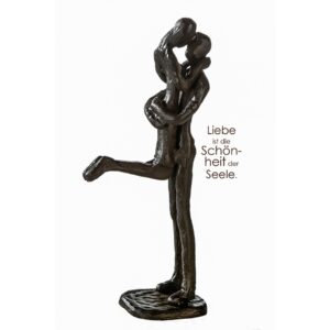 Liebespaar Figur Kissing - Design Skulptur aus Eisen - brüniert