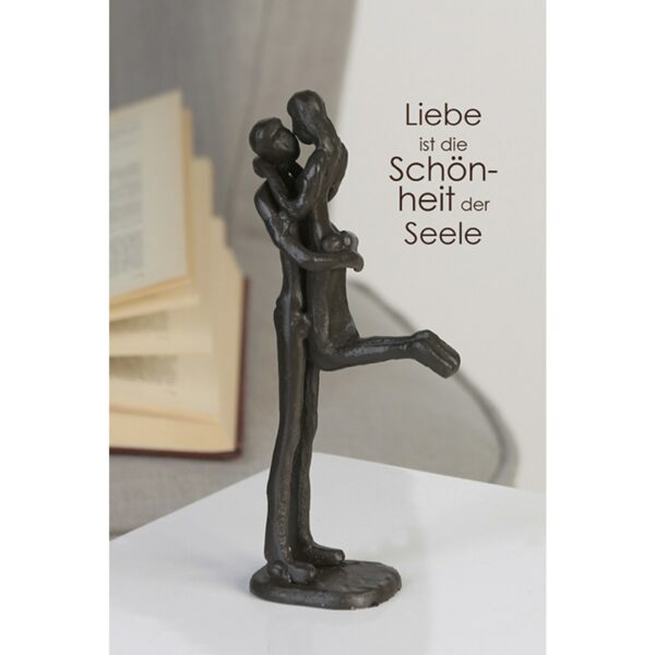 Liebespaar Figur Kissing - Design Skulptur aus Eisen - brüniert