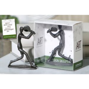 Design Tennis Skulptur - Tennisspieler Skulpturen aus Eisen mit Zitatanhänger