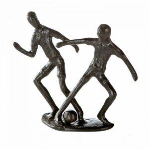 Fußballer - Fußballspieler Skulptur aus Eisen, mit Zitatanhänger "Erfolg hat drei Buchstaben: TUN."