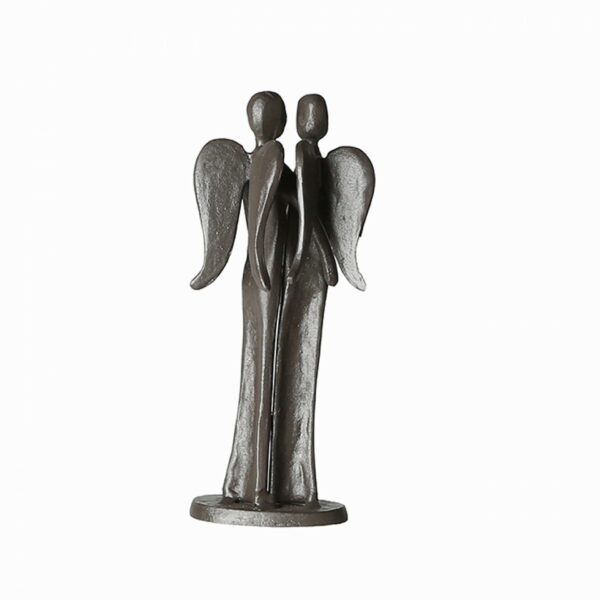 Schutzengel Skulptur - Eisen Engel Design Figur Guardians - 2 Schutzengel - Engelsfigur mit Zitatanhänger