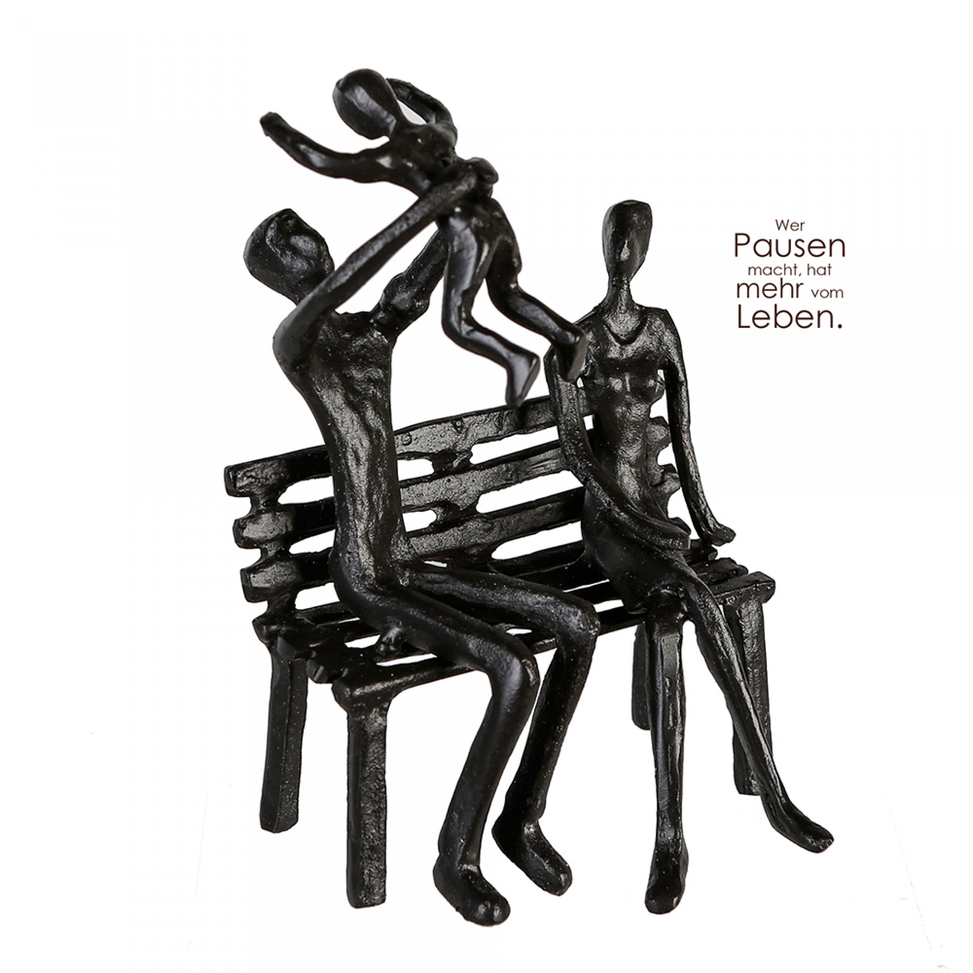 Picknick Eisen Skulptur Familie auf Parkbank - We are Family | Deko-Objekte
