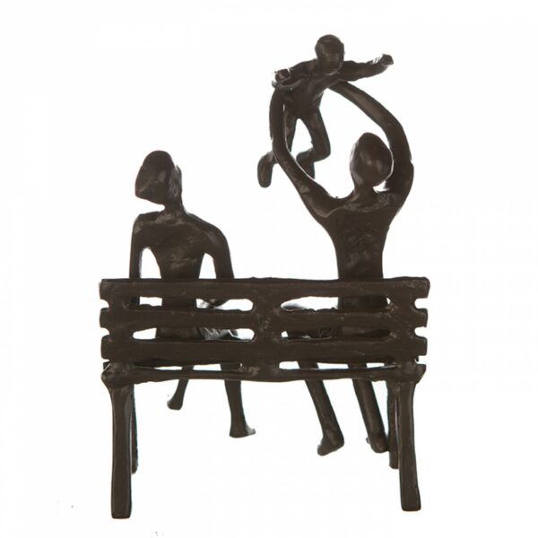 Picknick Eisen Skulptur Familie auf Parkbank - We are Family Dekoobjekt mit Zitatanhänger – Bild 3