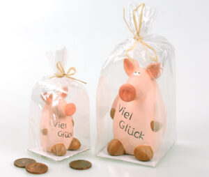Glücksschwein Deko Figur rosa Schwein "Viel Glück" - Glücksbringer als Geschenk