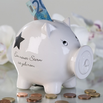 Casablanca Spardose Birthday Sparschwein zur Geburt - "Ein neuer Stern ist geboren"
