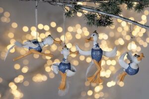 Weihnachtsbaumhänger Gans - Glitzer Gans Christbaum-Anhänger - Bella nordic blau