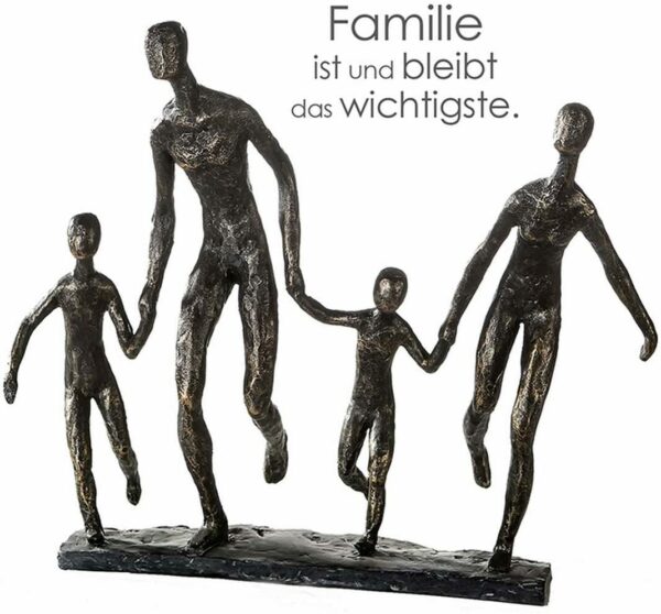 Skulptur Familie - We are Family Dekoobjekt mit Zitatanhänger Tolle Skulptur Familie mit Spruchanhänger - Dekoobjekt mit 4 Personen, Hand in Hand - 2 Erwachsene