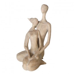 Paar Skulptur Couple, Holzoptik - Liebespaar sitzend