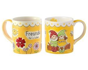 Mila Gartenzwerge Freunde fürs Leben Becher - 280 ml - Tasse - Henkelbecher - Keramik 80304