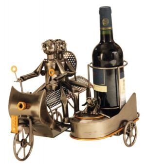 Wein-Flaschenhalter Skulptur Motorrad mit Beiwagen und Schraubenfiguren Paar
