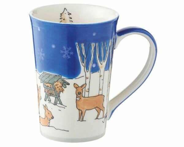 Mila Wildpark Teebecher Reh Keramik Becher Winterlandschaft