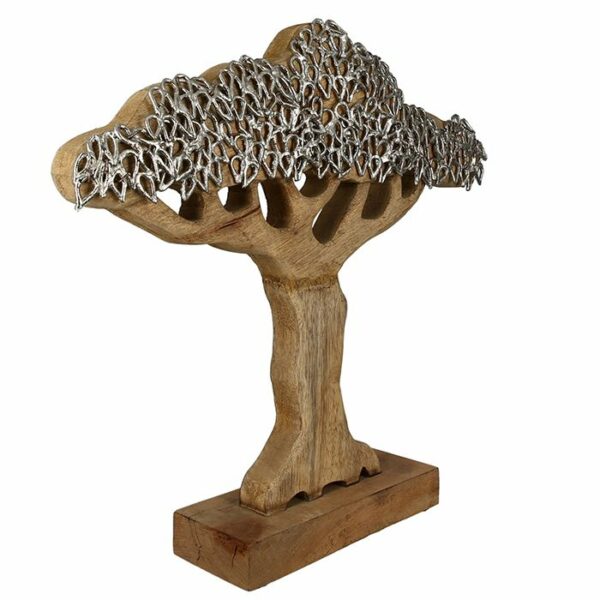 Baum Skulptur Mangoholz/Aluminium - Deko Baum 46x43cm