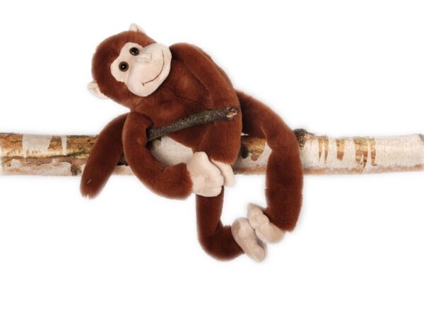Kuscheltier Affe mit Klett - Hängeaffe - Affe mit flexiblen Armen und Beinen