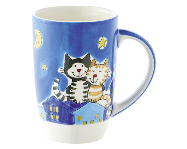 Mila Nachtkatzen Designbecher – Nightcat - 230 ml - Tasse - Henkelbecher - Keramik