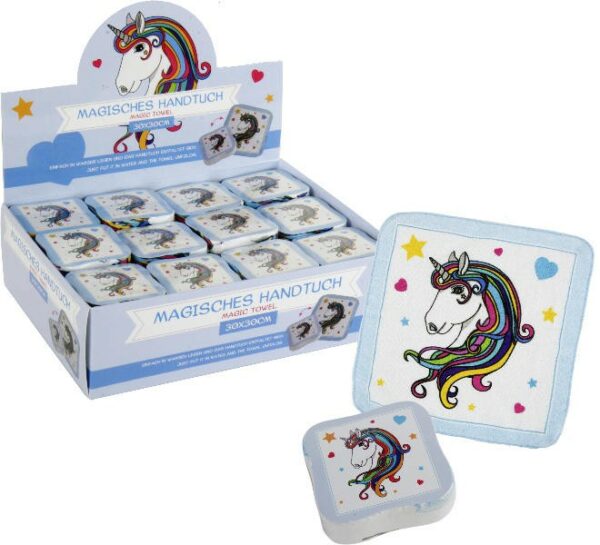 Magisches Handtuch - Zauberhandtuch Einhorn Luna Kopf, Baumwolle 30 x 30 cm