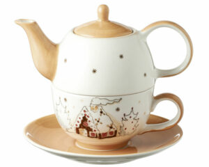 Mila Winter Wonderland Tea for one - Teekanne 0,4 L mit Tasse und Untertasse + Geschenkverpackung - Keramik