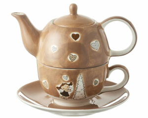 Mila Fienchen Tea for one - Teekanne 0,4 L mit Tasse und Untertasse + Geschenkverpackung - Keramik