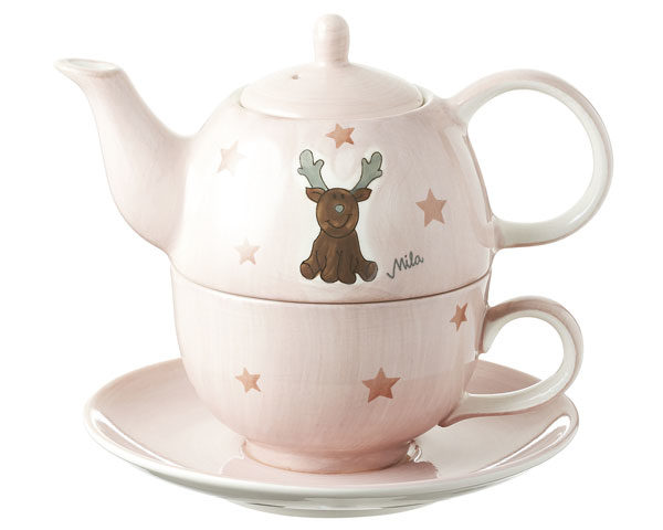 Mila Elch Gustav 2016 Tea for one - Teekanne 0,4 L mit Tasse und Untertasse + Geschenkverpackung - Keramik