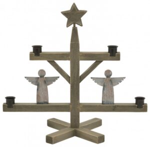 Advent Kerzenhalter für 4 Kerzen aus Holz mit Engeln und Stern - Adventskerzenhalter