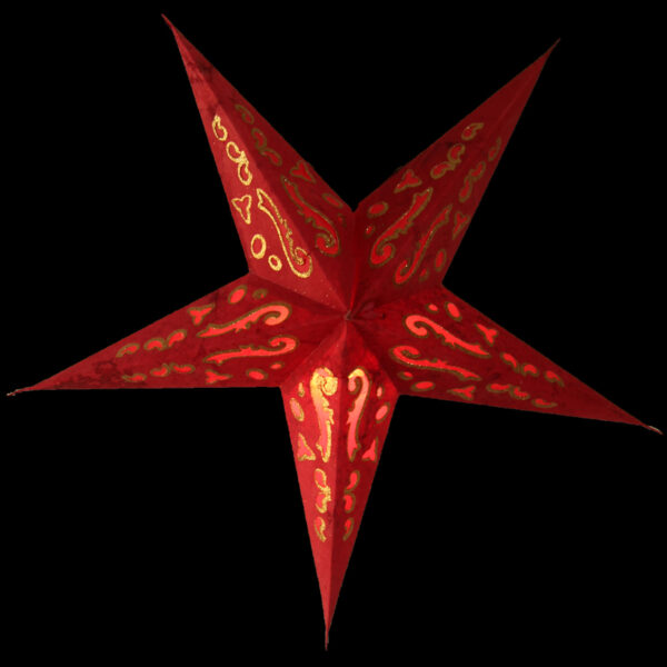 Baby Curves Rot Glitzer Magnetverschluß- Papiersterne mit orientalischem Muster Rot Glitzer Leuchtsterne 40 cm s