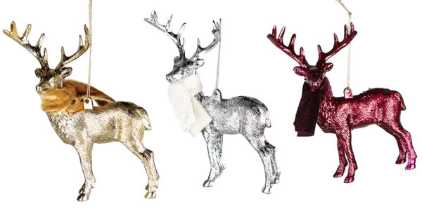 Baumhänger Hirsch mit Schal – Hänger Deer – edler Baumschmuck Dekoanhänger Jäger Weihnacht.