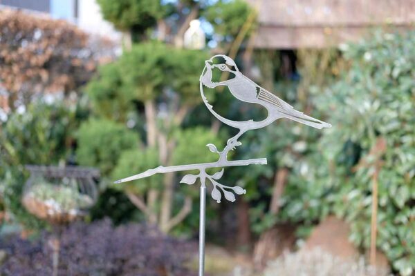 Blaumeise Gartendekoration Metall Vogel Stecker - Baumstecker Glücksvogel Gartenstecker (2)