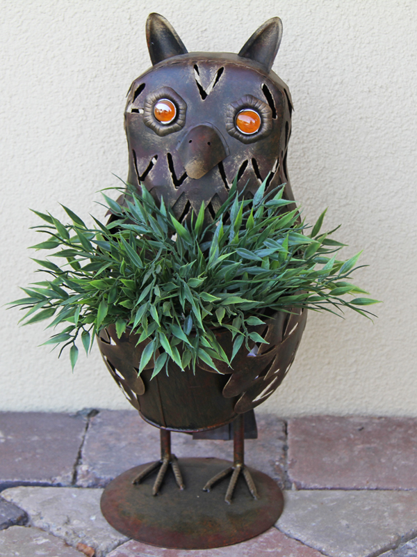 Blumentopfhalter Eule “Erna” mit Metallübertopf
