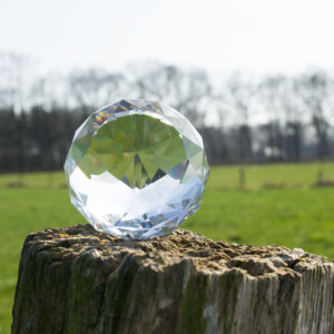 Regenbogenkristall Kristallkugel FACETT transparent - Zubehör für unsere Edelstahlwindspiele Mobile Spirale - Ersatzkugel