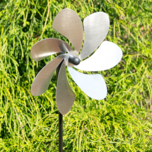 Edelstahl Windrad Blume silber Orbit Windspiel Made i Germany
